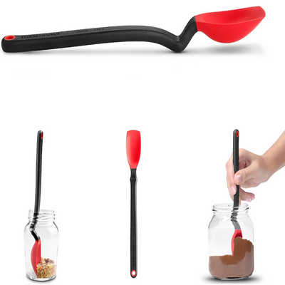 Dreamfarm Mini Supoon Non-Stick Sit-Up Silicone Scraping Cooking Spoon, Jar Scraper, Measures 5ml Tsp, 8 Inch, Durable, Easy to Clean, Ideal for Stirring and Scraping, Red