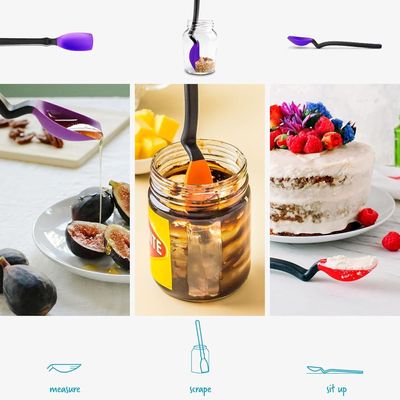 Dreamfarm Mini Supoon Non-Stick Sit-Up Silicone Scraping Cooking Spoon, Jar Scraper, Measures 5ml Tsp, 8 Inch, Durable, Easy to Clean, Ideal for Stirring and Scraping, Purple
