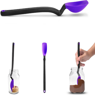 Dreamfarm Mini Supoon Non-Stick Sit-Up Silicone Scraping Cooking Spoon, Jar Scraper, Measures 5ml Tsp, 8 Inch, Durable, Easy to Clean, Ideal for Stirring and Scraping, Purple