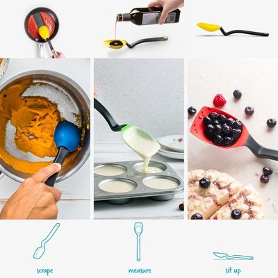 Dreamfarm Mini Supoon Non-Stick Sit-Up Silicone Scraping Cooking Spoon, Jar Scraper, Measures 5ml Tsp, 8 Inch, Durable, Easy to Clean, Ideal for Stirring and Scraping, Yellow