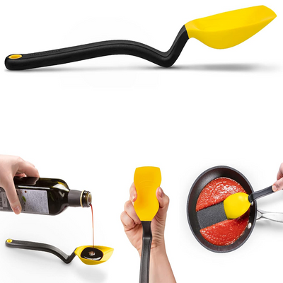 Dreamfarm Mini Supoon Non-Stick Sit-Up Silicone Scraping Cooking Spoon, Jar Scraper, Measures 5ml Tsp, 8 Inch, Durable, Easy to Clean, Ideal for Stirring and Scraping, Yellow