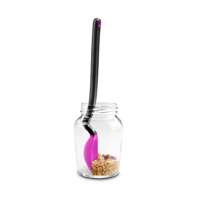 Dreamfarm Mini Supoon Non-Stick Sit-Up Silicone Scraping Cooking Spoon, Jar Scraper, Measures 5ml Tsp, 8 Inch, Durable, Easy to Clean, Ideal for Stirring and Scraping, Pink