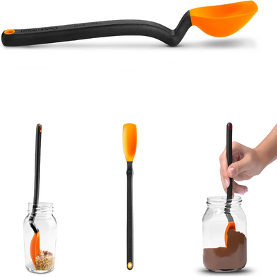 Dreamfarm Mini Supoon Non-Stick Sit-Up Silicone Scraping Cooking Spoon, Jar Scraper, Measures 5ml Tsp, 8 Inch, Durable, Easy to Clean, Ideal for Stirring and Scraping, Orange