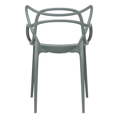 Stackable Plastic Dining Chair Durable Waterproof Kitchen Living Indoor Outdoor Furniture L52 x W50 x H82 - Grey