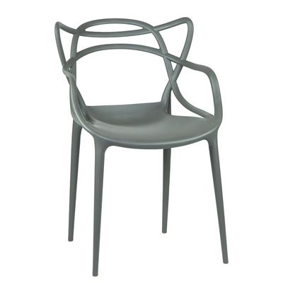 Stackable Plastic Dining Chair Durable Waterproof Kitchen Living Indoor Outdoor Furniture L52 x W50 x H82 - Grey