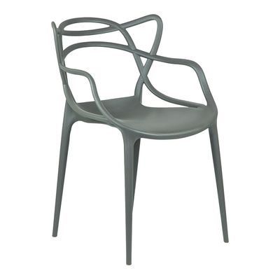 Stackable Plastic Dining Chair Durable Waterproof Kitchen Living Indoor Outdoor Furniture L52 x W50 x H82 - Grey