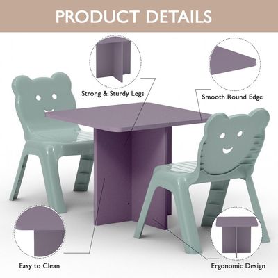 Mahmayi Modern Ergonomic Child Desk for Kids, 60x50cm, Round Edges, Durable, Safe, Comfortable Learning Space, Easy to Clean Ideal for Toddlers and Pre-schoolers - Purple