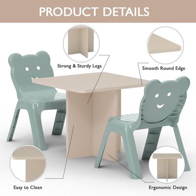 Mahmayi Modern Ergonomic Child Desk for Kids, 60x50cm, Round Edges, Durable, Safe, Comfortable Learning Space, Easy to Clean Ideal for Toddlers and Pre-schoolers - Sand Beige