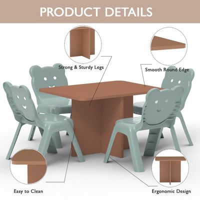 Mahmayi Modern Ergonomic Child Desk for Kids, 80x50cm, Round Edges, Durable, Safe, Comfortable Learning Space, Easy to Clean Ideal for Toddlers and Pre-schoolers - Caramel Nude