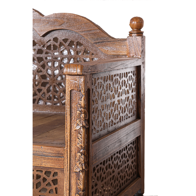 2 Seater Diwan Sofa – Traditional Wooden Arabic Sofa and Majlis Seating with Cushions and Majlis Mat, Ideal for Living Room, Patio, or Garden Furniture (Handmade Plantain Wood)
