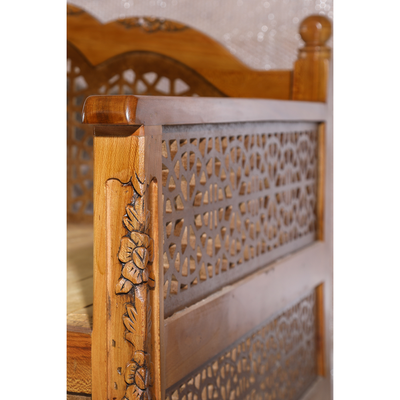 5-Seater Arabic Sofa Majlis Set – Wooden Indian Diwan Sofa Majlis Floor Sofa with Cushions, Mattress – Arabic Majlis Sofa Set, Divan Furniture for Living Room & Outdoor(Plane Wood)