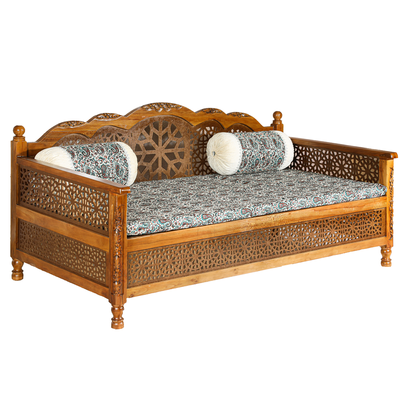 5-Seater Arabic Sofa Majlis Set – Wooden Indian Diwan Sofa Majlis Floor Sofa with Cushions, Mattress – Arabic Majlis Sofa Set, Divan Furniture for Living Room & Outdoor(Plane Wood)