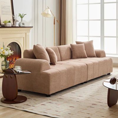 The Lounger Fabric Upholstered Rose Orange 3 Seater Sofa L85 xW240 xH75 - 1 Year Warranty