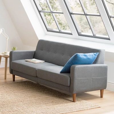 Urban Retreat Fabric Upholstered Grey 2 Seater Sofa L75 xW130 xH75 - 1 Year Warranty