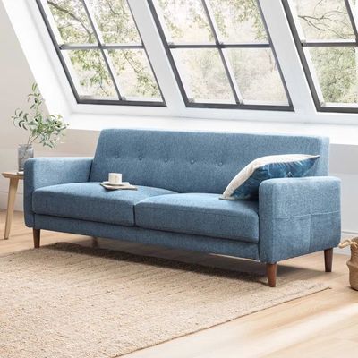 Urban Retreat Fabric Upholstered Blue 2 Seater Sofa L75 xW130 xH75 - 1 Year Warranty