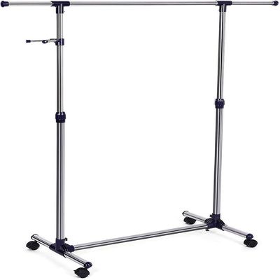 SONGMICS Adjustable Garment Coat Rack with Casters, Versatile Hanging Rail Clothes Stand in Silver and Blue Finish (150 x 44 x 165 cm) - Perfect for Home & Closet Organization
