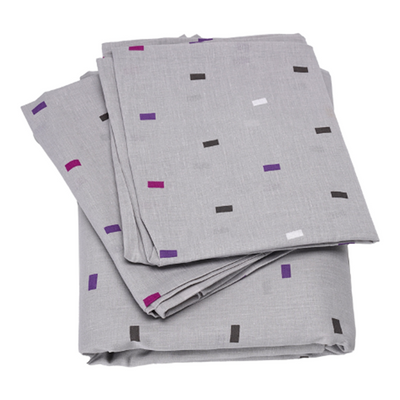 King Flat Sheet (240 x 260 Cm) 2 Pillow Cover (50 x 80 Cm) Ardoises ET Amethystes 100% Cotton - Set of 3