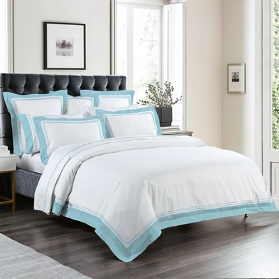 King Duvet Cover (230 x 240 Cm) 2 Pillow Cover (50 x 75 Cm) Aqua Button Closure 100% Combed Cotton Percale - Set of 3