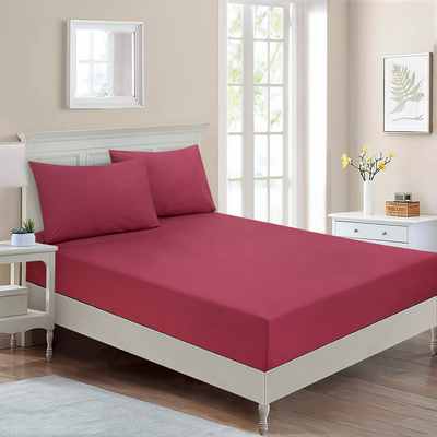 Home Design Single Fitted Sheet (90 x 200 Cm) 1 Pillow Cover (50 x 80 Cm) All Around Elastic Palmyre 100% Cotton- Set of 2
