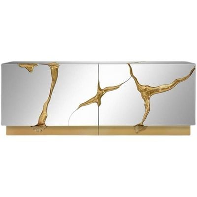 Luxury Console Table White with golden Accent 160cm