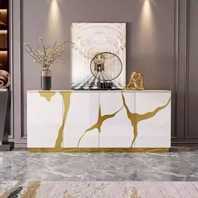Luxury Console Table White with golden Accent 160cm Luxury Console Table White with golden Accent 160cm