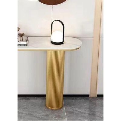 Console Table Golden Matt frame with White and Grey Top 140cm