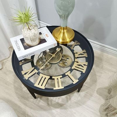 Clock Design Coffee Table Glass Top 62cm Clock Design Coffee Table Glass Top 62cm