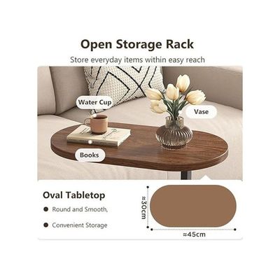 Harmony Home Small Coffee Table, 29x55x60 cm – Beige Waterproof & Anti-Rust Sofa Side Table, Modern End Table for Living Room, Bedroom, Balcony & Office