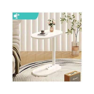 Harmony Home Small Coffee Table, 29x55x60 cm – White Waterproof & Anti-Rust Sofa Side Table, Modern End Table for Living Room, Bedroom, Balcony & Office