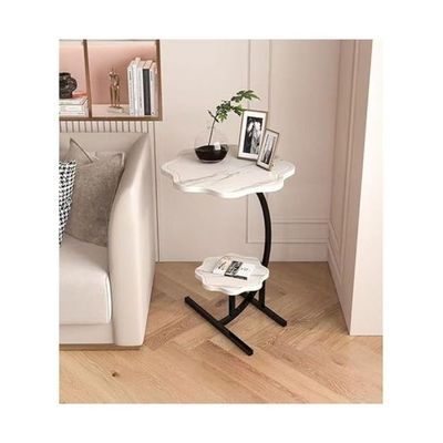 Harmony Home Wooden Concrete Coffee Table, 40x40x60 cm – Nordic Modern Vintage Design with Flower Shape, Elegant Brown Coffee Table for Home & Living Room