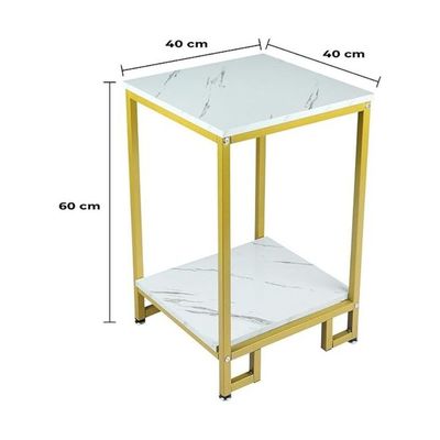 Harmony Home 2-Tier Engineered Wood Coffee Table, 40x40x60 cm, Modern End Table with Storage for Living Room, Bedroom & Office, Multi-Use Tea Table, Bedside Table & Side Table