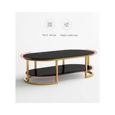 Harmony Home Luxury Coffee Table, 100x60x45 cm – Black & Gold Modern Writing Table for Living Room, Elegant Home Décor Furniture