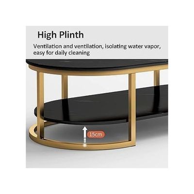 Harmony Home Luxury Coffee Table, 100x60x45 cm – Black & Gold Modern Writing Table for Living Room, Elegant Home Décor Furniture
