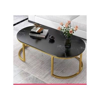 Harmony Home Luxury Coffee Table, 100x60x45 cm – Black & Gold Modern Writing Table for Living Room, Elegant Home Décor Furniture