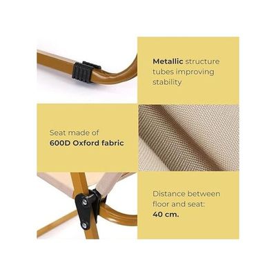 Harmoney Home Ultralight Portable Camping Chair – Foldable Aluminum Frame with Wooden Handle – Ideal for Beach, BBQ, Hiking, Fishing & Travel (51 x 47 x 74 cm)