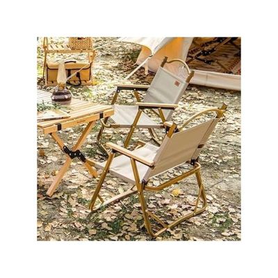 Harmoney Home Ultralight Portable Camping Chair – Foldable Aluminum Frame with Wooden Handle – Ideal for Beach, BBQ, Hiking, Fishing & Travel (51 x 47 x 74 cm)