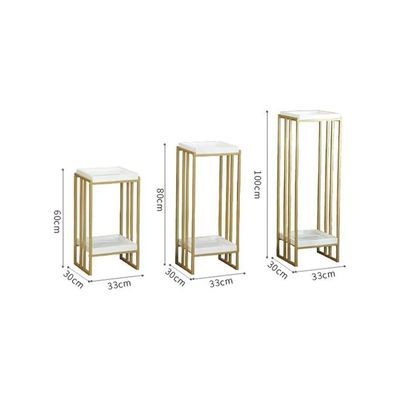 Harmoney Home Square Nesting Side Table – Modern Gold Metal Accent Table for Bedside, Sofa, Living Room & Office – Sturdy Wrought Iron Stand (30 x 60 x 30 cm)