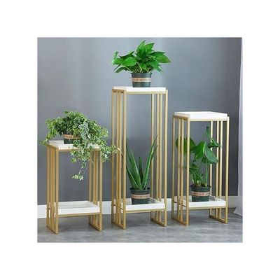 Harmoney Home Square Nesting Side Table – Modern Gold Metal Accent Table for Bedside, Sofa, Living Room & Office – Sturdy Wrought Iron Stand (30 x 60 x 30 cm)