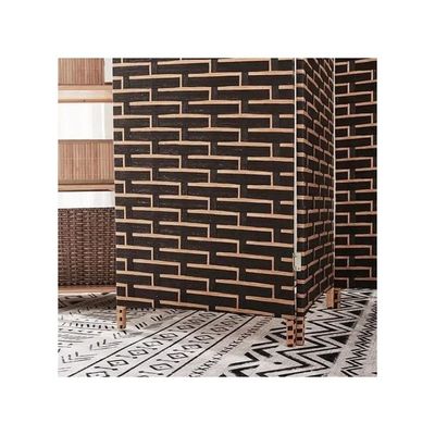 Harmony Home 4-Panel Room Divider, 200 x 180 cm, Folding Privacy Screen Partition, Portable Freestanding Rattan Divider for Bedroom, Office & Living Room (A3)