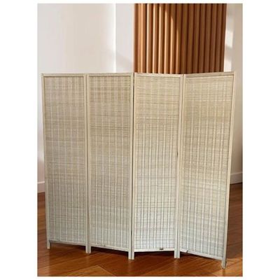 Harmony Home 4-Panel Room Divider, 200 x 180 cm, Folding Privacy Screen Partition, Portable Freestanding Rattan Divider for Bedroom, Office & Living Room (A4)