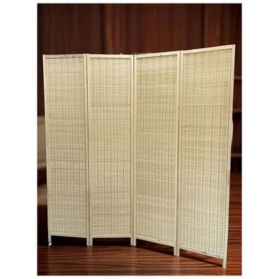Harmony Home 4-Panel Room Divider, 200 x 180 cm, Folding Privacy Screen Partition, Portable Freestanding Rattan Divider for Bedroom, Office & Living Room (A4)