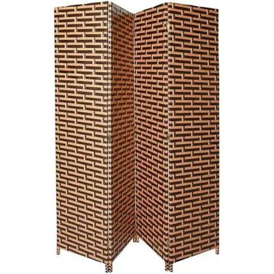 Harmony Home 4-Panel Room Divider, 200 x 180 cm, Folding Privacy Screen Partition, Portable Freestanding Rattan Divider for Bedroom, Office & Living Room (A5)
