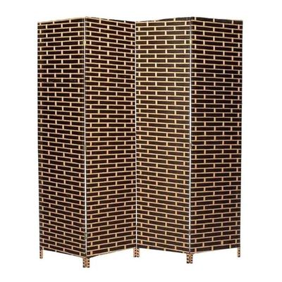 Harmony Home 4-Panel Room Divider, 200 x 180 cm, Folding Privacy Screen Partition, Portable Freestanding Rattan Divider for Bedroom, Office & Living Room (A6)