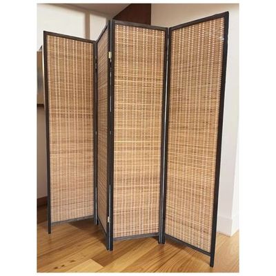 Harmony Home 4-Panel Room Divider, 200 x 180 cm, Folding Privacy Screen Partition, Portable Freestanding Rattan Divider for Bedroom, Office & Living Room (A7)