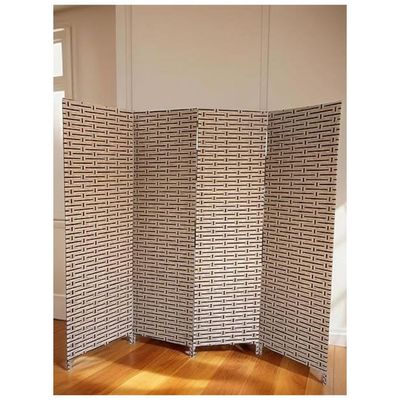 Harmony Home 4-Panel Room Divider, 200 x 180 cm, Folding Privacy Screen Partition, Portable Freestanding Rattan Divider for Bedroom, Office & Living Room (A8)