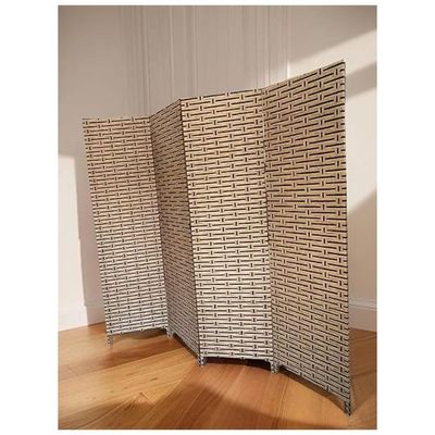 Harmony Home 4-Panel Room Divider, 200 x 180 cm, Folding Privacy Screen Partition, Portable Freestanding Rattan Divider for Bedroom, Office & Living Room (A8)