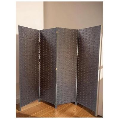 Harmony Home 4-Panel Room Divider, 200 x 180 cm, Folding Privacy Screen Partition, Portable Freestanding Rattan Divider for Bedroom, Office & Living Room (A9)