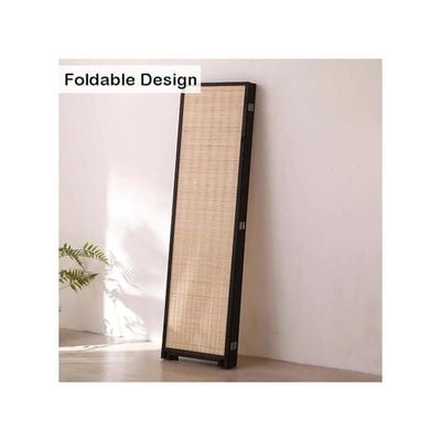 Harmony Home 4-Panel Room Divider, 200 x 180 cm, Folding Privacy Screen Partition, Portable Freestanding Rattan Divider for Bedroom, Office & Living Room (A13)