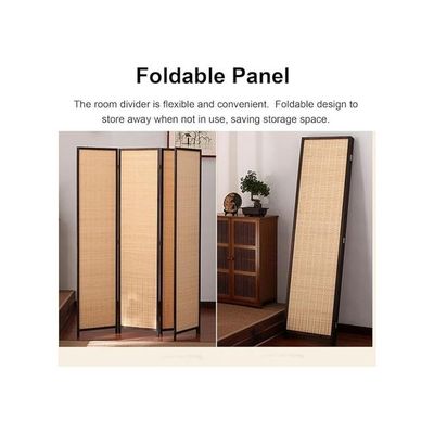 Harmony Home 4-Panel Room Divider, 200 x 180 cm, Folding Privacy Screen Partition, Portable Freestanding Rattan Divider for Bedroom, Office & Living Room (A13)