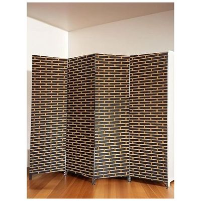 Harmony Home 4-Panel Room Divider, 180 x 180 cm, Folding Privacy Screen Partition, Portable Freestanding Rattan Divider for Bedroom, Office & Living Room (A10)